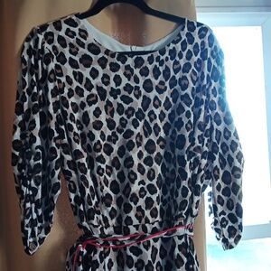 Eliza J Leopard Print Dress with Leopard And Red Belt